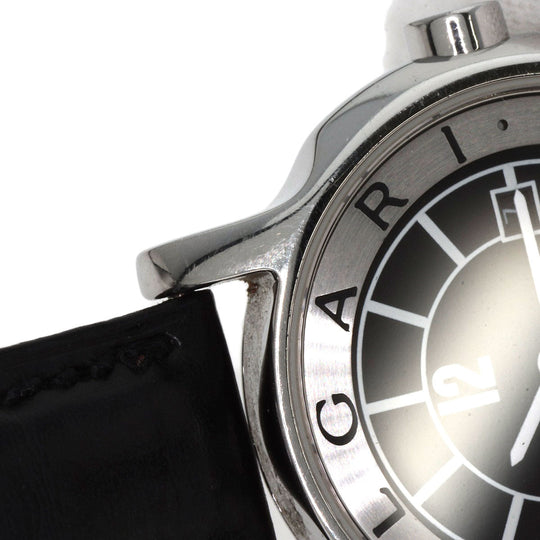 BVLGARI Watches Quartz ST29S Stainless Steel, Leather Silver Solo tempo black dial Women Used Authentic