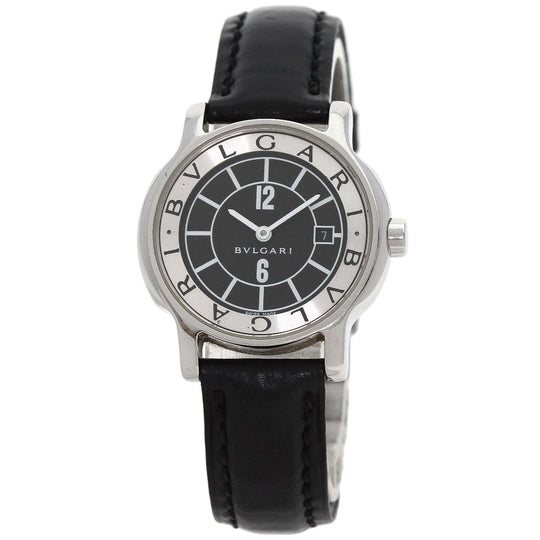 BVLGARI Watches Quartz ST29S Stainless Steel, Leather Silver Solo tempo black dial Women Used Authentic