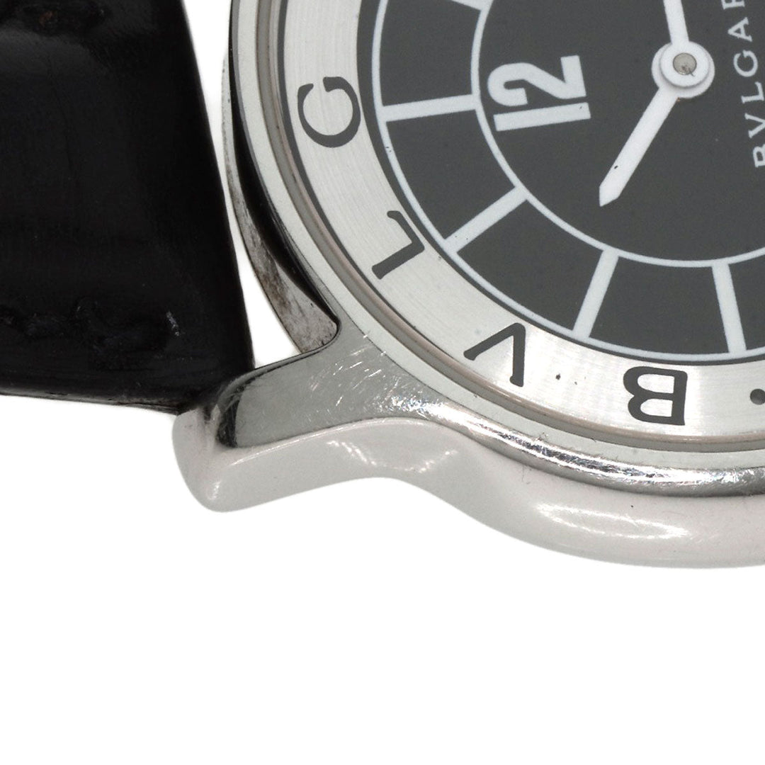 BVLGARI Watches Quartz ST29S Stainless Steel, Leather Silver Solo tempo black dial Women Used Authentic
