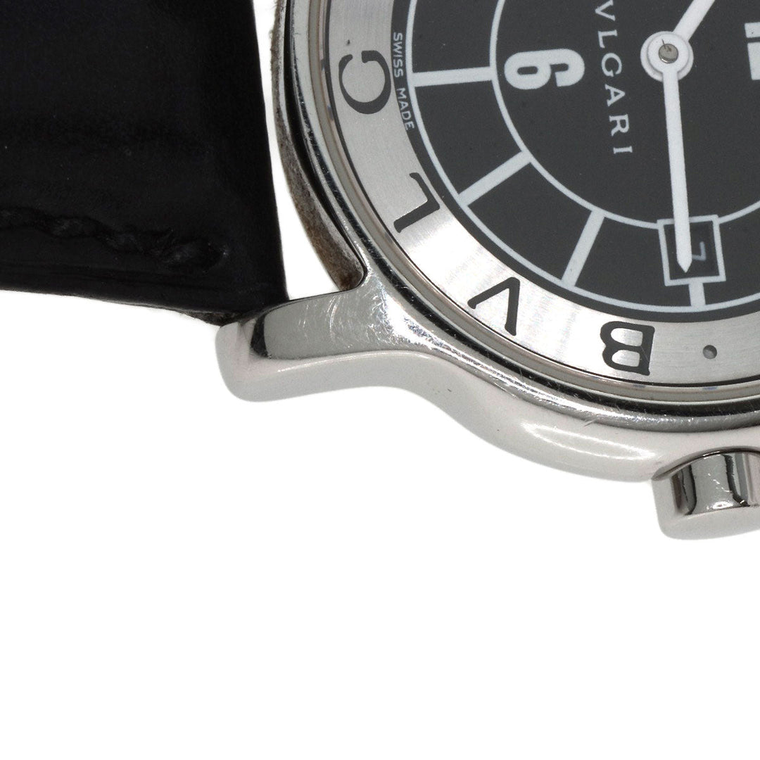 BVLGARI Watches Quartz ST29S Stainless Steel, Leather Silver Solo tempo black dial Women Used Authentic