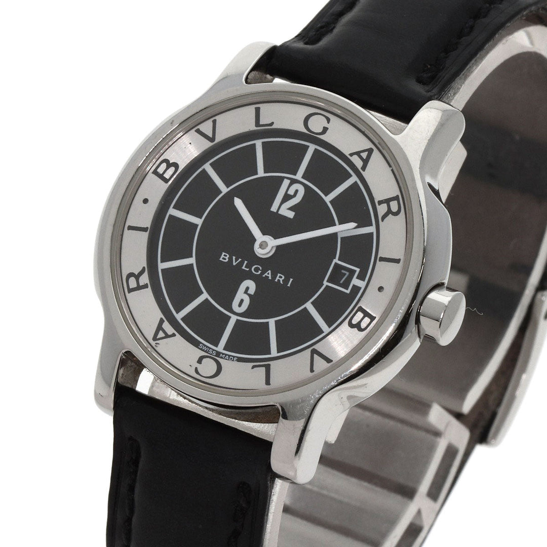 BVLGARI Watches Quartz ST29S Stainless Steel, Leather Silver Solo tempo black dial Women Used Authentic