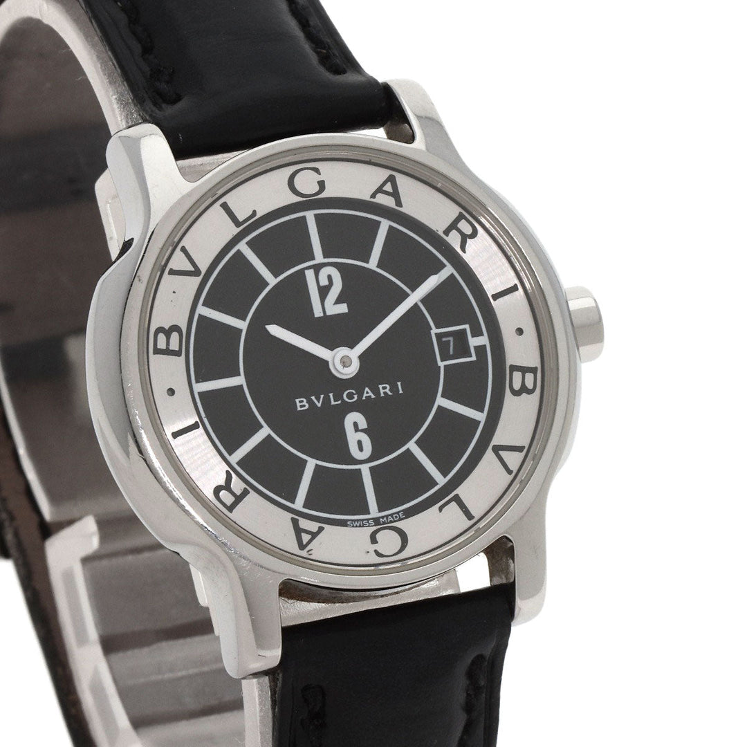 BVLGARI Watches Quartz ST29S Stainless Steel, Leather Silver Solo tempo black dial Women Used Authentic