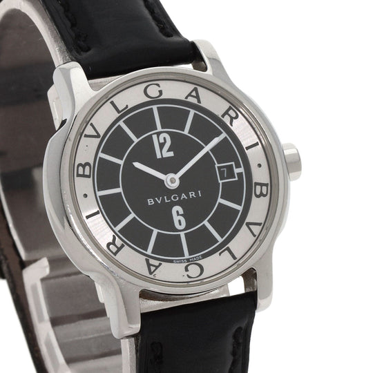 BVLGARI Watches Quartz ST29S Stainless Steel, Leather Silver Solo tempo black dial Women Used Authentic