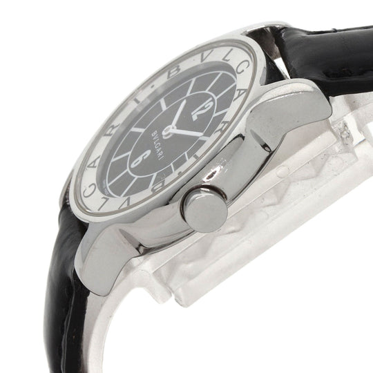 BVLGARI Watches Quartz ST29S Stainless Steel, Leather Silver Solo tempo black dial Women Used Authentic