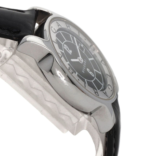 BVLGARI Watches Quartz ST29S Stainless Steel, Leather Silver Solo tempo black dial Women Used Authentic