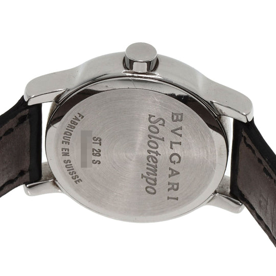 BVLGARI Watches Quartz ST29S Stainless Steel, Leather Silver Solo tempo black dial Women Used Authentic