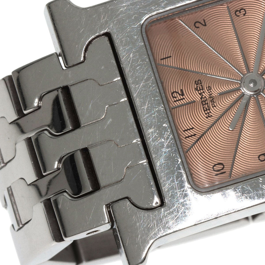 HERMES Watches Quartz HH1.210 Stainless Steel Silver H watch Orange dial Women Used Authentic