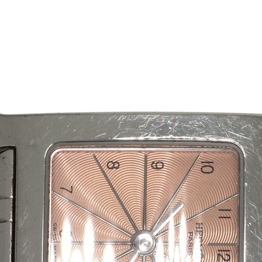 HERMES Watches Quartz HH1.210 Stainless Steel Silver H watch Orange dial Women Used Authentic