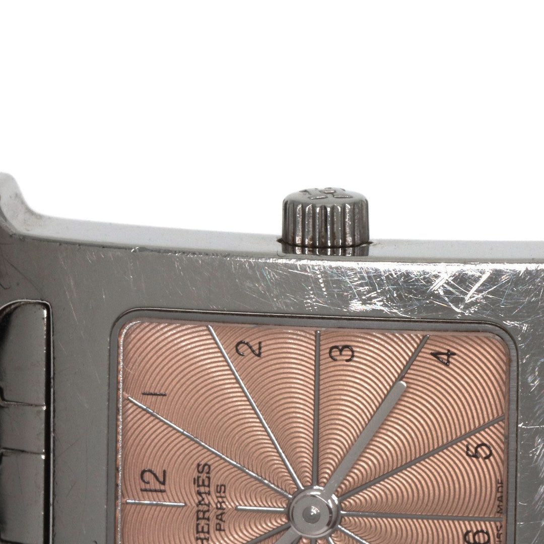 HERMES Watches Quartz HH1.210 Stainless Steel Silver H watch Orange dial Women Used Authentic
