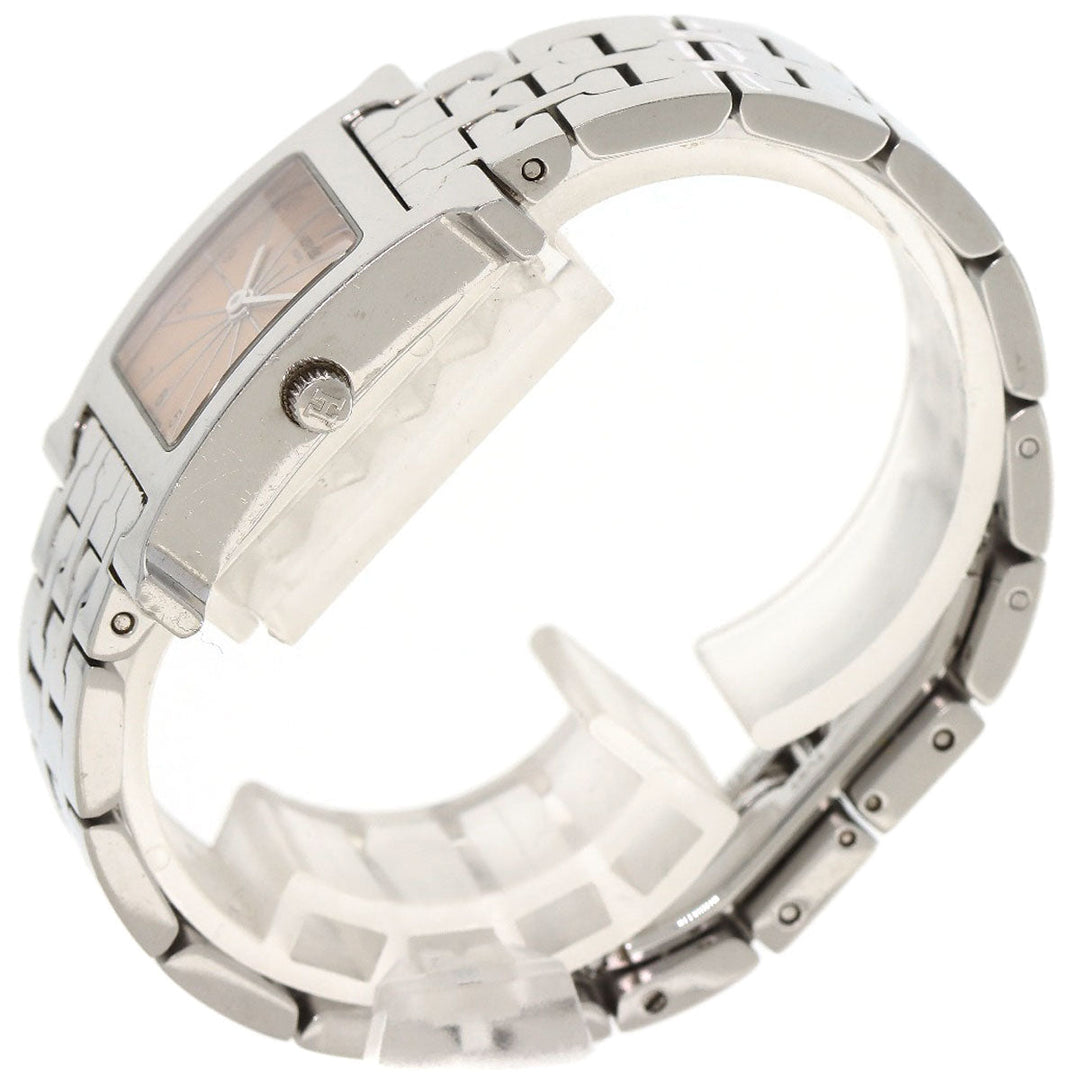 HERMES Watches Quartz HH1.210 Stainless Steel Silver H watch Orange dial Women Used Authentic