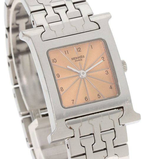 HERMES Watches Quartz HH1.210 Stainless Steel Silver H watch Orange dial Women Used Authentic