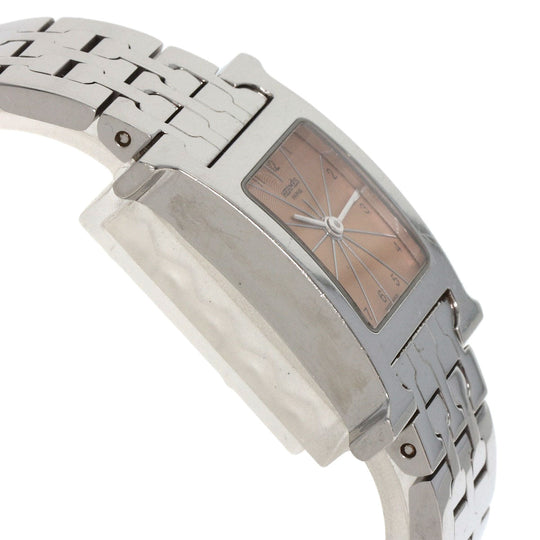 HERMES Watches Quartz HH1.210 Stainless Steel Silver H watch Orange dial Women Used Authentic
