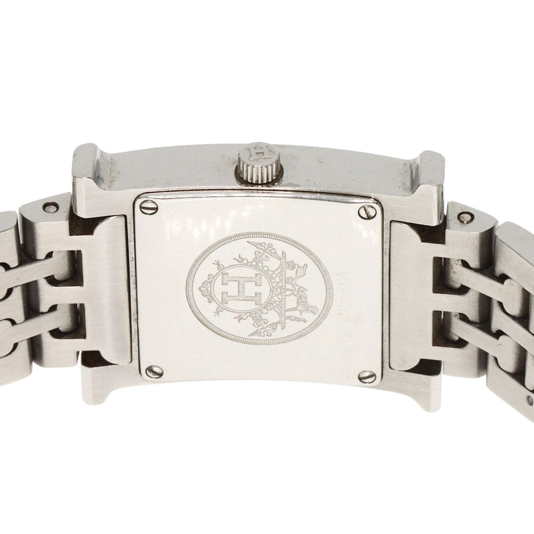 HERMES Watches Quartz HH1.210 Stainless Steel Silver H watch Orange dial Women Used Authentic