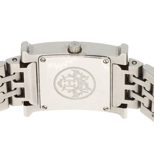 HERMES Watches Quartz HH1.210 Stainless Steel Silver H watch Orange dial Women Used Authentic