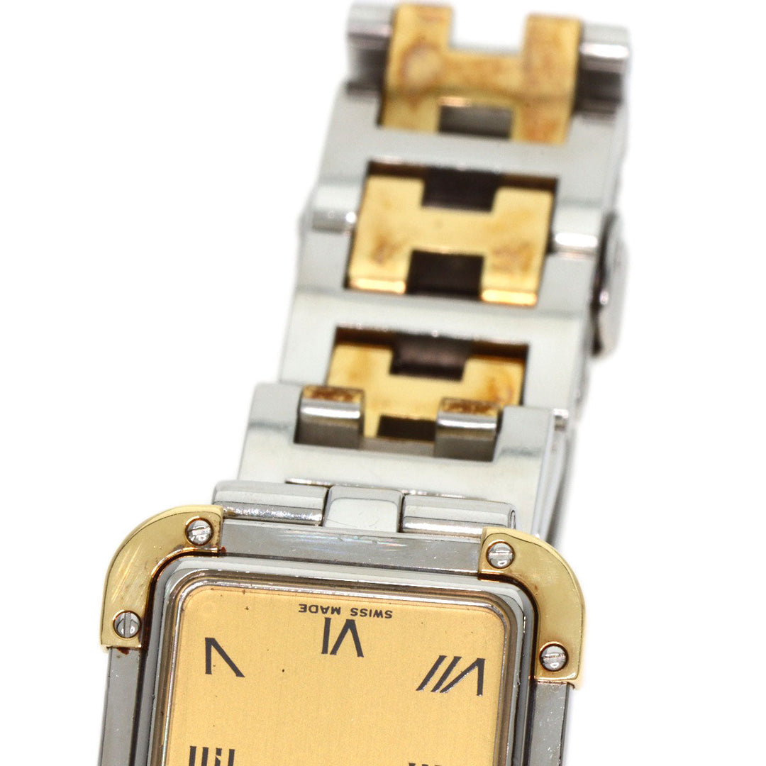 HERMES Watches Quartz CR1.220 Stainless Steel , SSxGP gold Clojure Champagne Gold dial Women Used Authentic