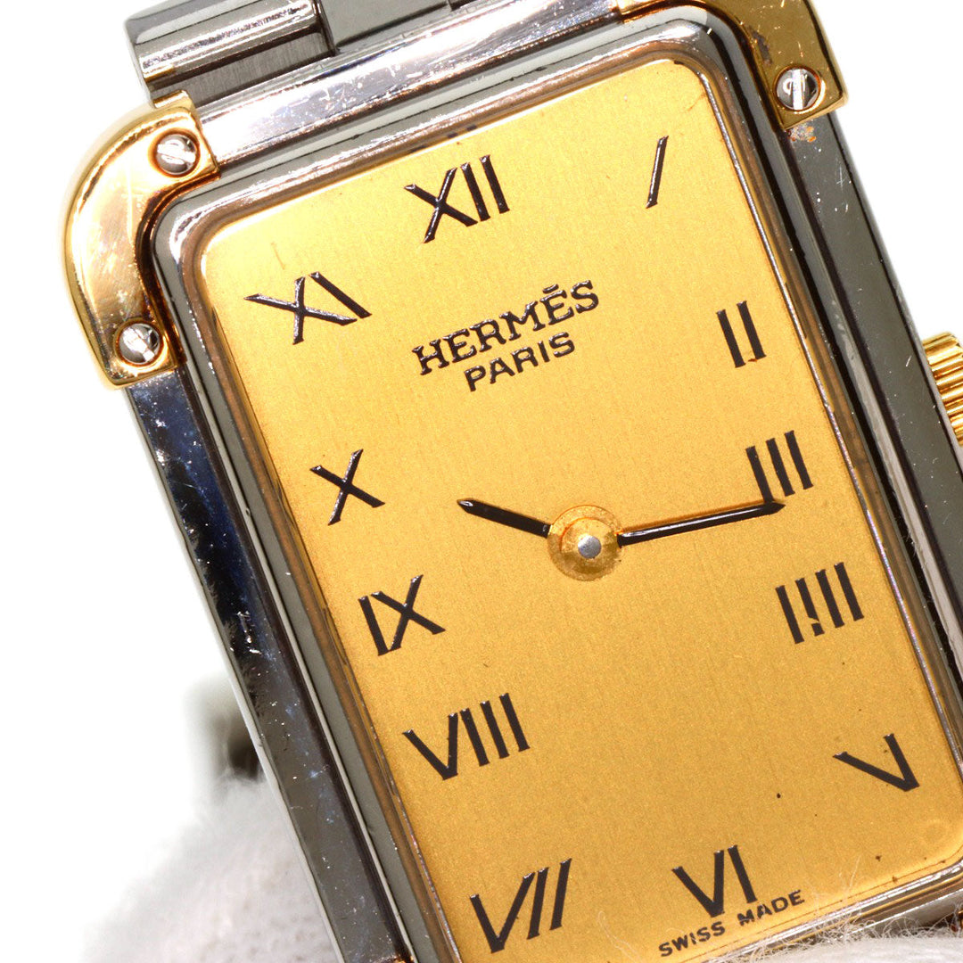 HERMES Watches Quartz CR1.220 Stainless Steel , SSxGP gold Clojure Champagne Gold dial Women Used Authentic