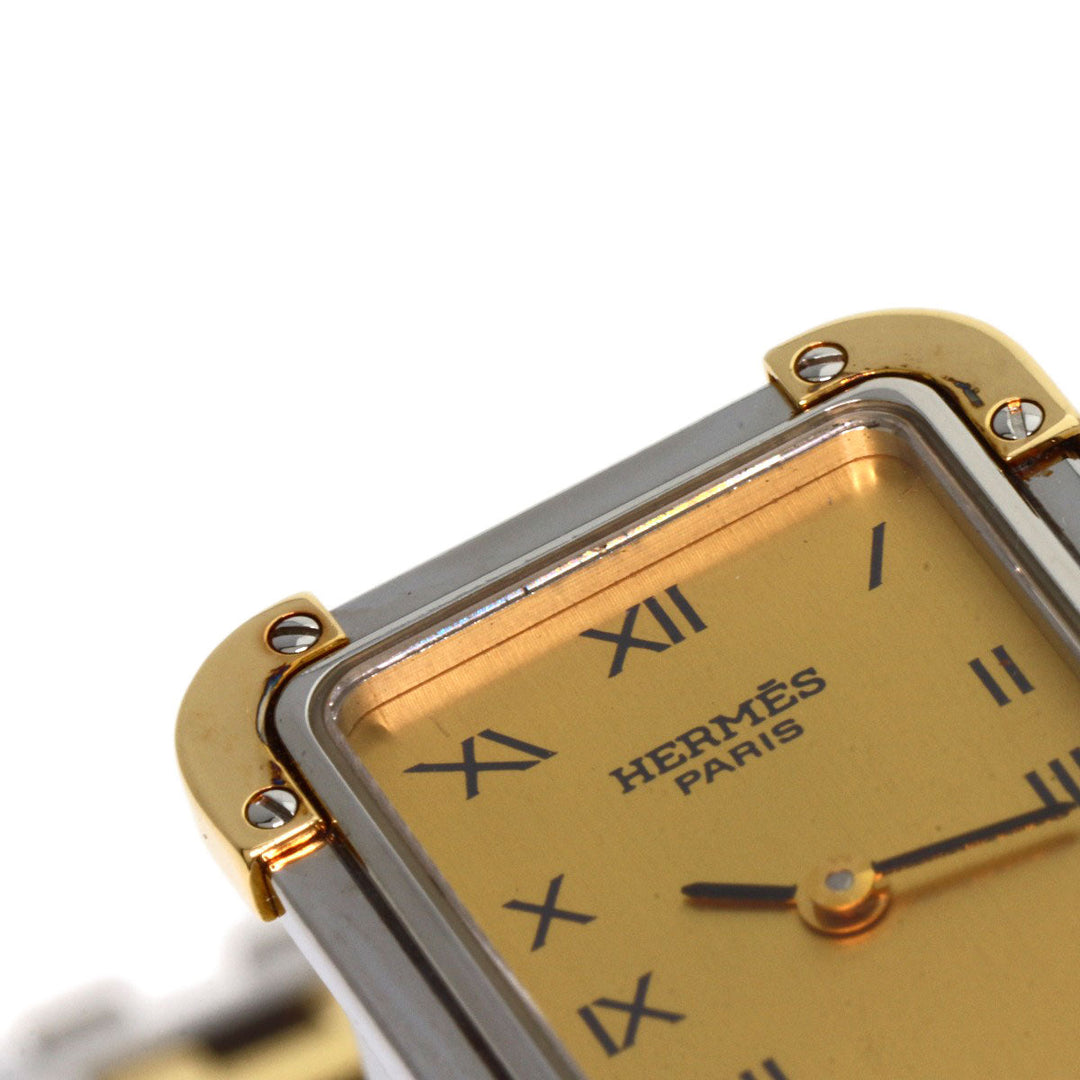 HERMES Watches Quartz CR1.220 Stainless Steel , SSxGP gold Clojure Champagne Gold dial Women Used Authentic