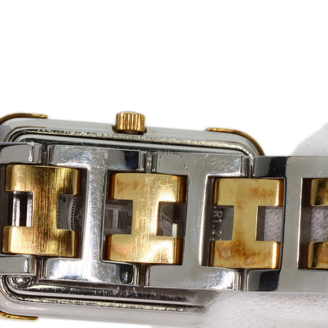 HERMES Watches Quartz CR1.220 Stainless Steel , SSxGP gold Clojure Champagne Gold dial Women Used Authentic