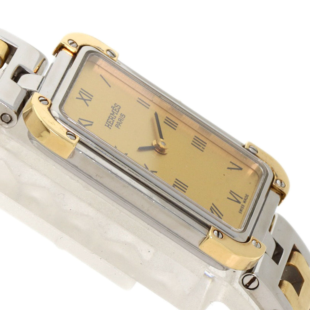 HERMES Watches Quartz CR1.220 Stainless Steel , SSxGP gold Clojure Champagne Gold dial Women Used Authentic