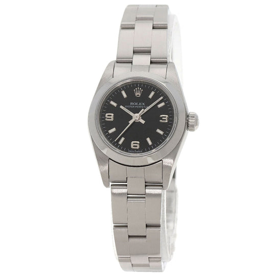 ROLEX Watches Mechanical Automatic 76080 Stainless Steel , Stainless Steel Silver Oyster perpetual black dial Women Used Authentic