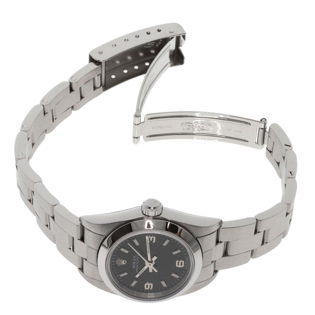 ROLEX Watches Mechanical Automatic 76080 Stainless Steel , Stainless Steel Silver Oyster perpetual black dial Women Used Authentic
