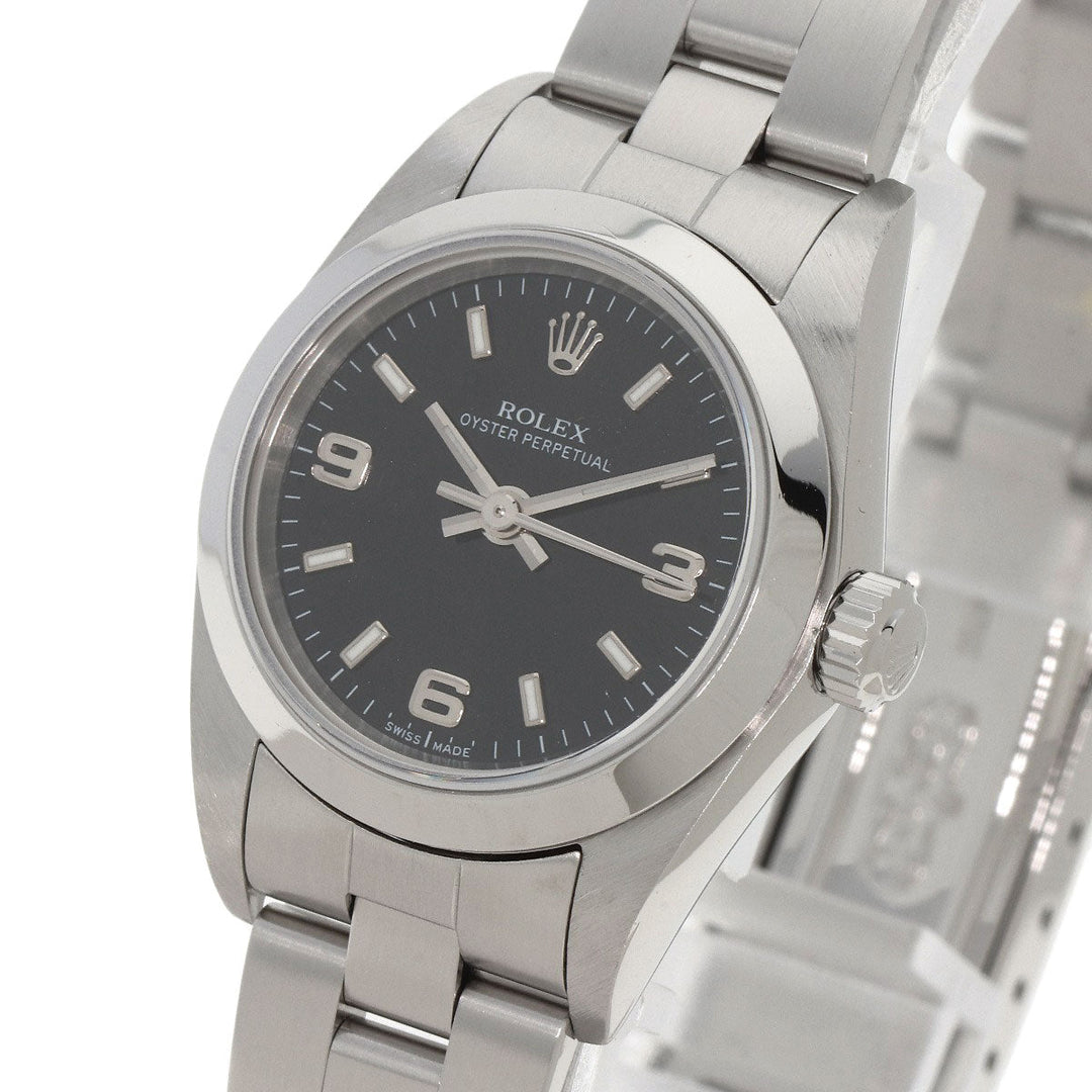ROLEX Watches Mechanical Automatic 76080 Stainless Steel , Stainless Steel Silver Oyster perpetual black dial Women Used Authentic