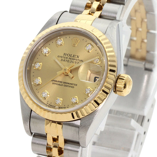 ROLEX Watches Mechanical Automatic 69173G Stainless Steel Silver Datejust 10P Diamond gold dial