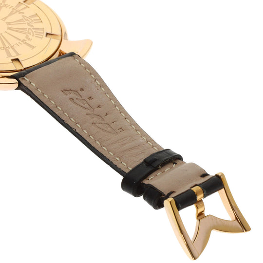 Gaga Milano Watches Quartz 5087 Gold Plated, Leather gold Manuale 46 Limited to 1000 pieces black dial mens Used Authentic