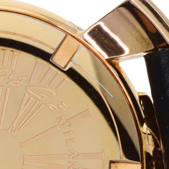 Gaga Milano Watches Quartz 5087 Gold Plated, Leather gold Manuale 46 Limited to 1000 pieces black dial mens Used Authentic