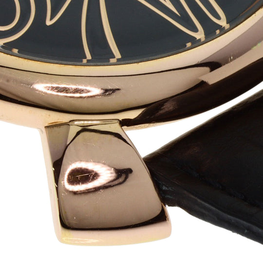 Gaga Milano Watches Quartz 5087 Gold Plated, Leather gold Manuale 46 Limited to 1000 pieces black dial mens Used Authentic