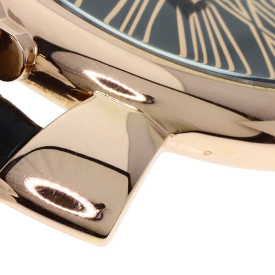 Gaga Milano Watches Quartz 5087 Gold Plated, Leather gold Manuale 46 Limited to 1000 pieces black dial mens Used Authentic