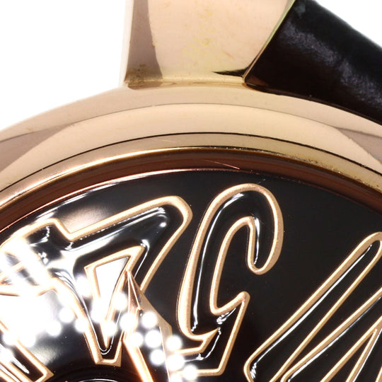 Gaga Milano Watches Quartz 5087 Gold Plated, Leather gold Manuale 46 Limited to 1000 pieces black dial mens Used Authentic