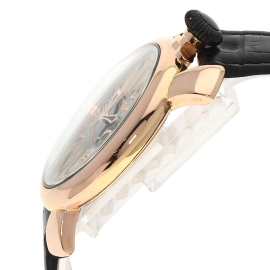 Gaga Milano Watches Quartz 5087 Gold Plated, Leather gold Manuale 46 Limited to 1000 pieces black dial mens Used Authentic
