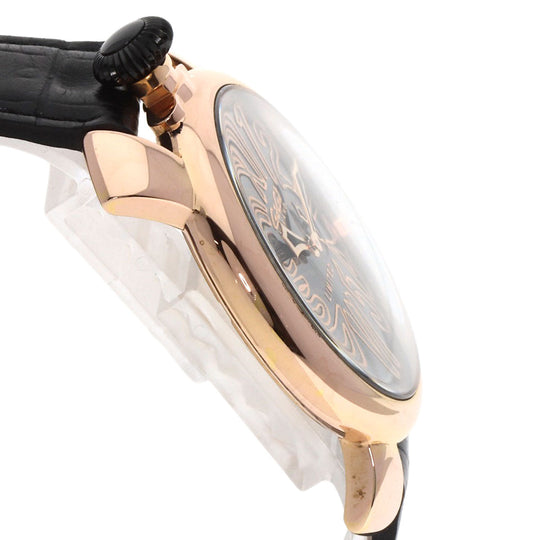 Gaga Milano Watches Quartz 5087 Gold Plated, Leather gold Manuale 46 Limited to 1000 pieces black dial mens Used Authentic