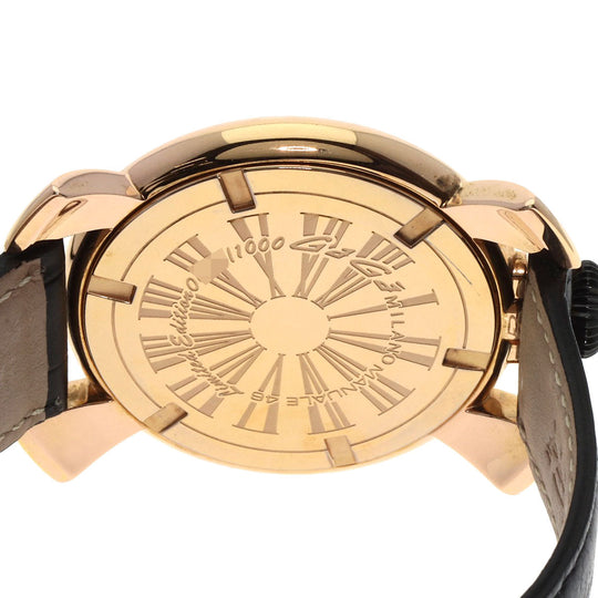 Gaga Milano Watches Quartz 5087 Gold Plated, Leather gold Manuale 46 Limited to 1000 pieces black dial mens Used Authentic