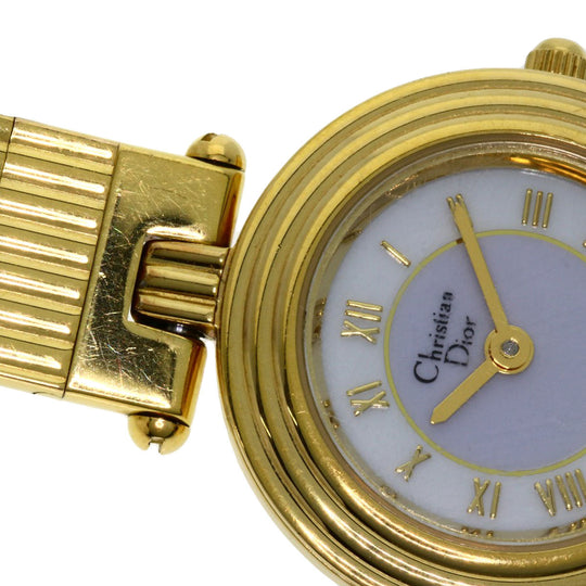 Christian Dior Watches Quartz 3051 Gold Plated , Gold Plated gold Round face white dial Women Used Authentic