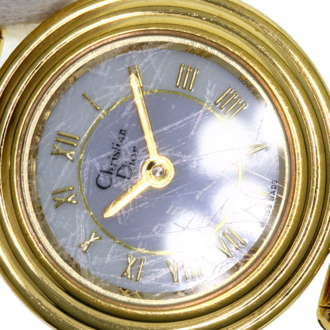 Christian Dior Watches Quartz 3051 Gold Plated , Gold Plated gold Round face white dial Women Used Authentic