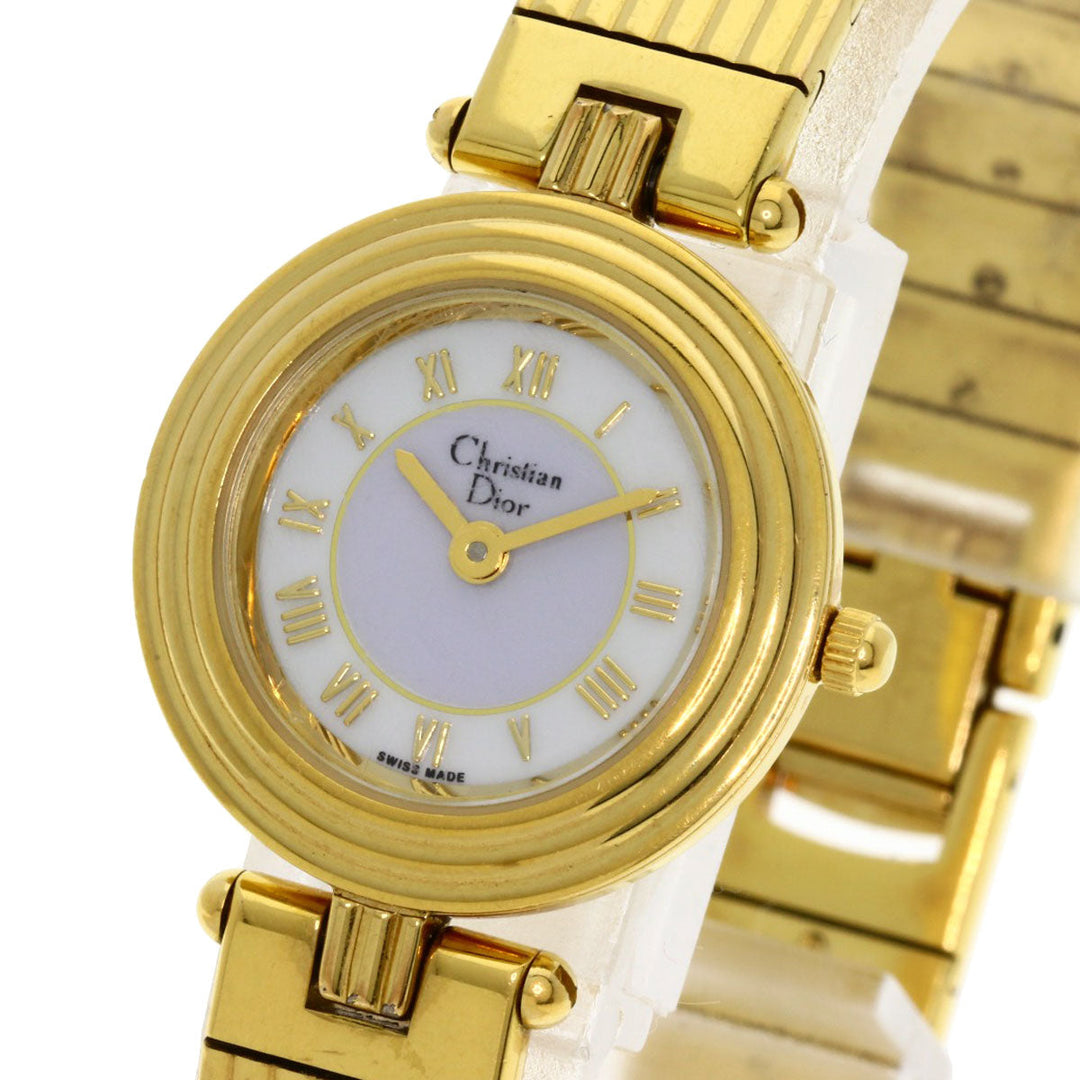 Christian Dior Watches Quartz 3051 Gold Plated , Gold Plated gold Round face white dial Women Used Authentic