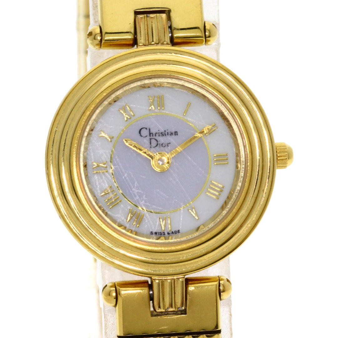Christian Dior Watches Quartz 3051 Gold Plated , Gold Plated gold Round face white dial Women Used Authentic