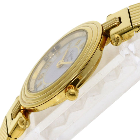 Christian Dior Watches Quartz 3051 Gold Plated , Gold Plated gold Round face white dial Women Used Authentic