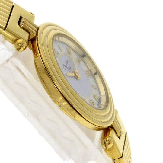 Christian Dior Watches Quartz 3051 Gold Plated , Gold Plated gold Round face white dial Women Used Authentic