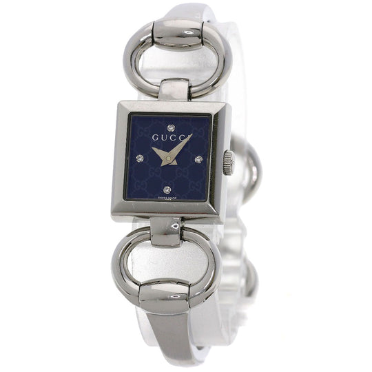GUCCI Watches Quartz 120 Stainless Steel , Stainless Steel Silver Tornavoni 4P Diamond black dial Women Used Authentic
