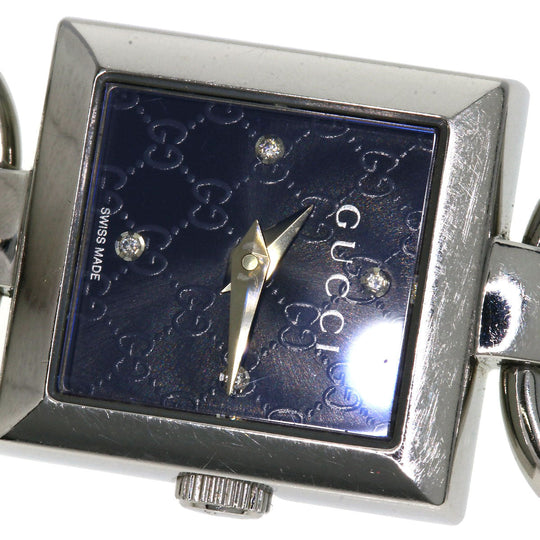GUCCI Watches Quartz 120 Stainless Steel , Stainless Steel Silver Tornavoni 4P Diamond black dial Women Used Authentic