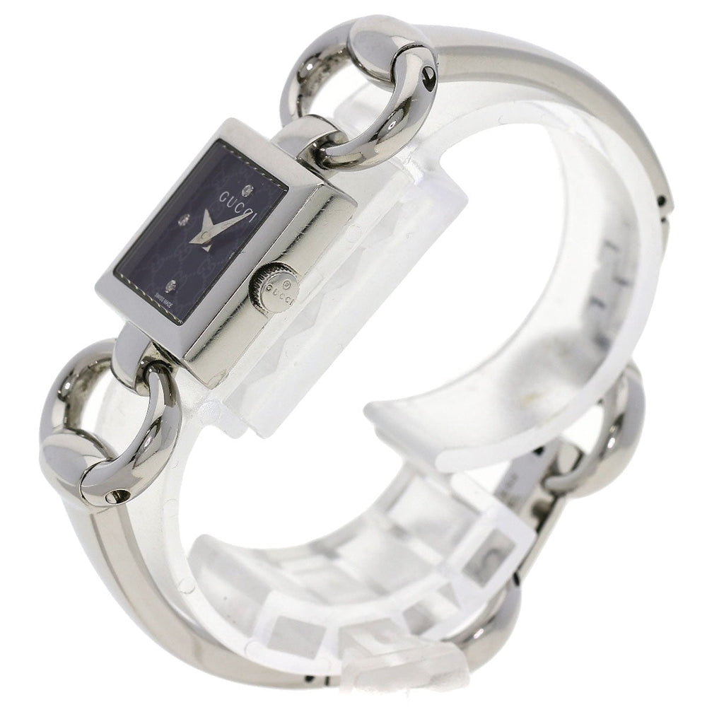 GUCCI Watches Quartz 120 Stainless Steel , Stainless Steel Silver Tornavoni 4P Diamond black dial Women Used Authentic