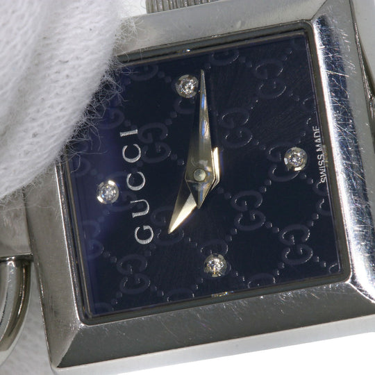 GUCCI Watches Quartz 120 Stainless Steel , Stainless Steel Silver Tornavoni 4P Diamond black dial Women Used Authentic