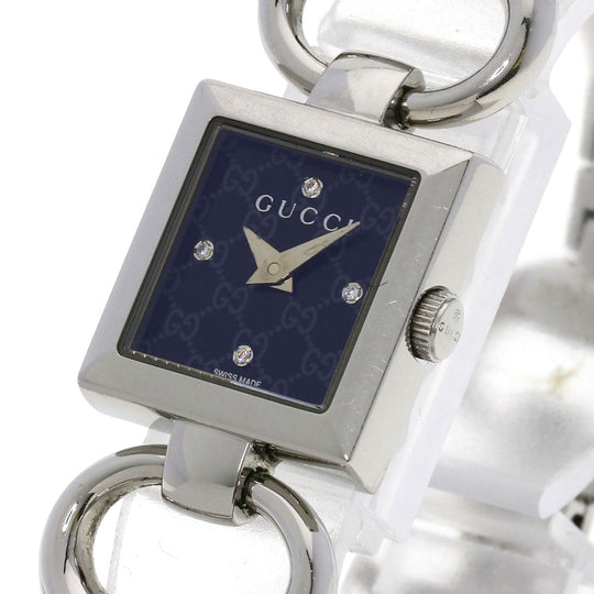 GUCCI Watches Quartz 120 Stainless Steel , Stainless Steel Silver Tornavoni 4P Diamond black dial Women Used Authentic