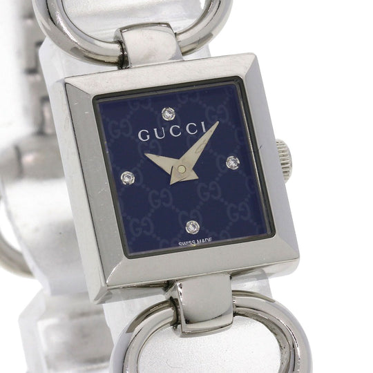 GUCCI Watches Quartz 120 Stainless Steel , Stainless Steel Silver Tornavoni 4P Diamond black dial Women Used Authentic