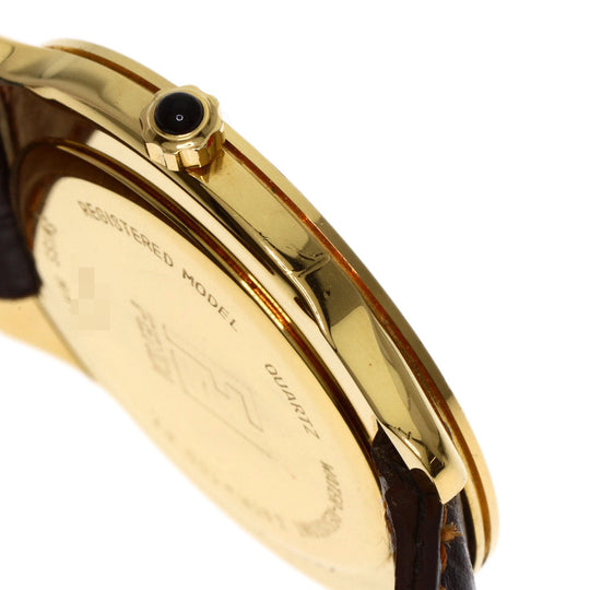 FENDI Watches Quartz 850G Gold Plated, Leather gold Round face gold dial mens Used Authentic