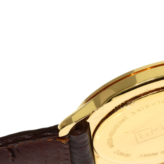 FENDI Watches Quartz 850G Gold Plated, Leather gold Round face gold dial mens Used Authentic