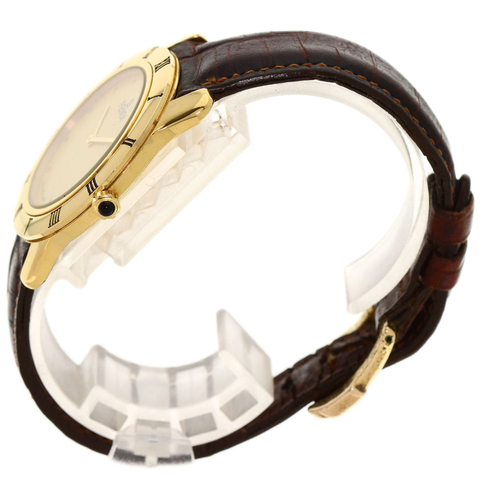 FENDI Watches Quartz 850G Gold Plated, Leather gold Round face gold dial mens Used Authentic